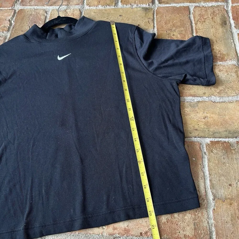 Nike Women's Sportswear Essential Ribbed Mock Neck Long Sleeve Top Black XL